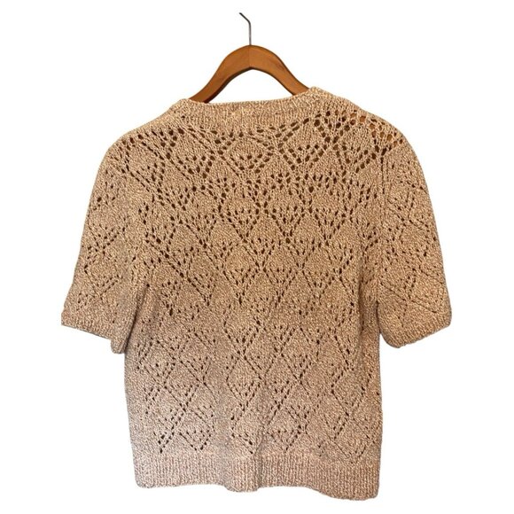 Handmade Tan Brown Knit Women's S Sweater Hand Knit Vintage - Picture 2 of 5